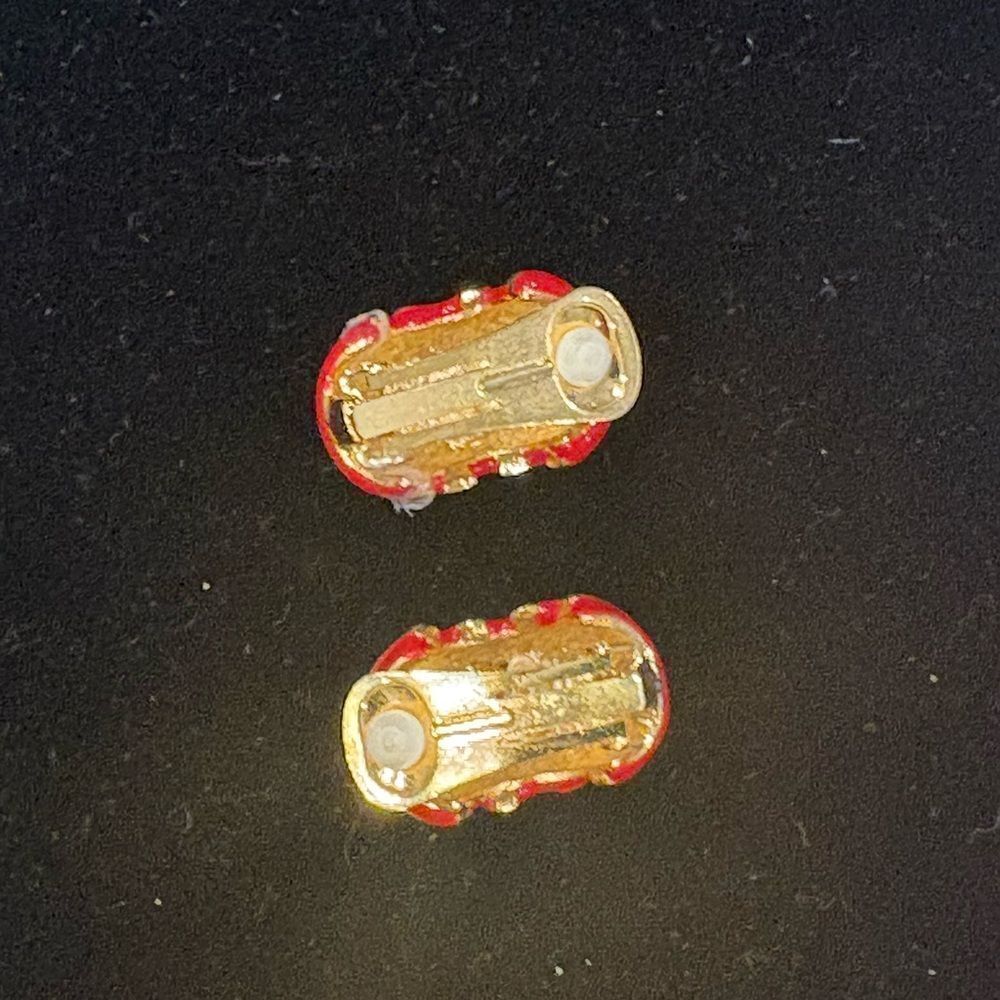 VTG Kenneth Jay Lane Shrimp Clip Gold and Red Earrings - Picture 3 of 5